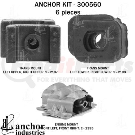 Anchor Motor Mounts 300560 Engine Mount Kit - 6-Piece Kit