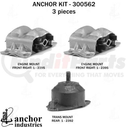 Anchor Motor Mounts 300562 Engine Mount Kit - 3-Piece Kit