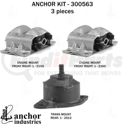 Anchor Motor Mounts 300563 Engine Mount Kit - 3-Piece Kit