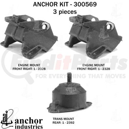 Anchor Motor Mounts 300569 Engine Mount Kit - 3-Piece Kit