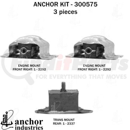 Anchor Motor Mounts 300575 Engine Mount Kit - 3-Piece Kit