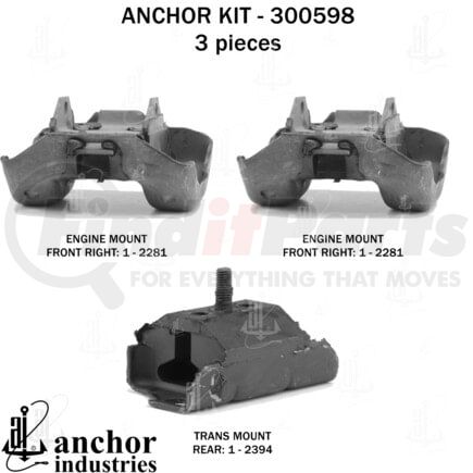 Anchor Motor Mounts 300598 MOUNT KIT