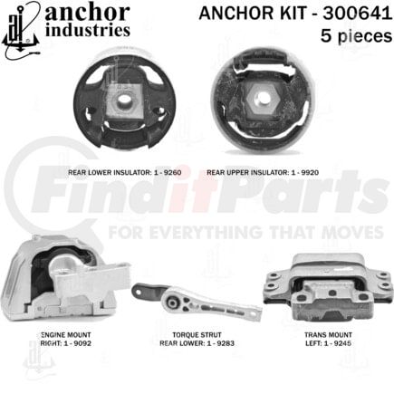 Anchor Motor Mounts 300641 Engine Mount Kit - 5-Piece Kit