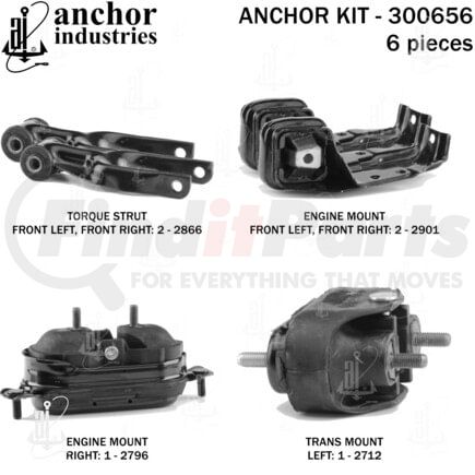 Anchor Motor Mounts 300656 Engine Mount Kit - 6-Piece Kit