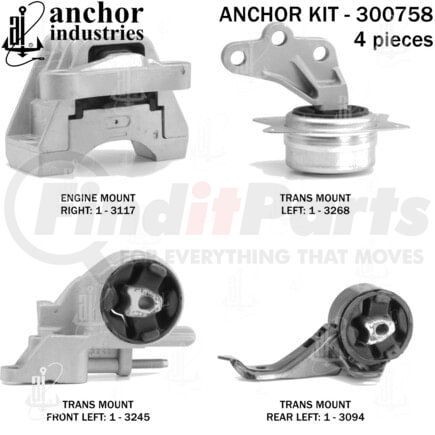 Anchor Motor Mounts 300758 ENGINE MNT KIT