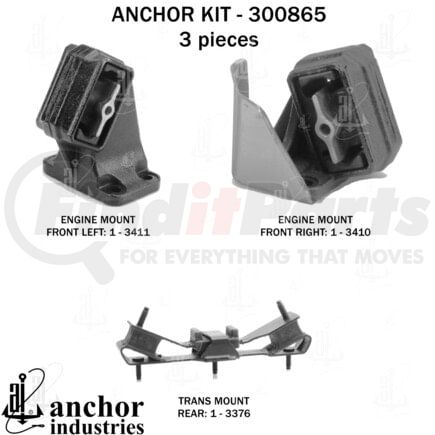 Anchor Motor Mounts 300865 ENGINE MNT KIT