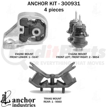 Anchor Motor Mounts 300931 ENGINE MNT KIT