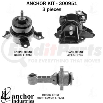 Anchor Motor Mounts 300951 ENGINE MNT KIT