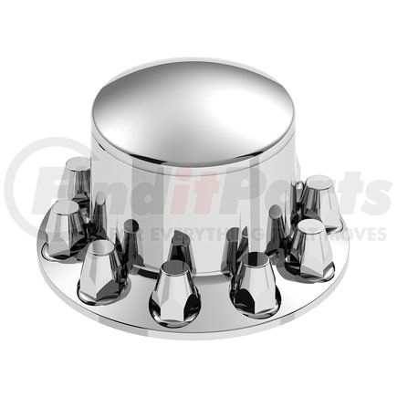 United Pacific 10316 Axle Hub Cover - Rear, Chrome, ABS Plastic, Dome, 10 Lug Nuts, with 33mm Nut Size