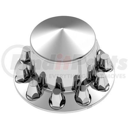 United Pacific 10362 Axle Hub Cover - Rear, Chrome, ABS Plastic, Pointed, 10 Lug Nuts, with 33mm Nut Size
