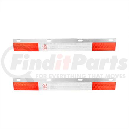 United Pacific 10521 Mud Flap Plate - Pair, 24 in., Aluminum, Straight, with Conspicuity Reflector