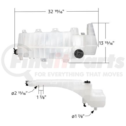 United Pacific 26003 Engine Coolant Reservoir - Pressurized, with Coolant Level Sensor, For Volvo VNL/VNM