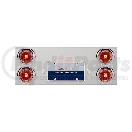 United Pacific 35003 Tail Light Panel - with Visors, Polished, Stainless Steel, Red LED/Lens, Six 4" LED Abyss Lights