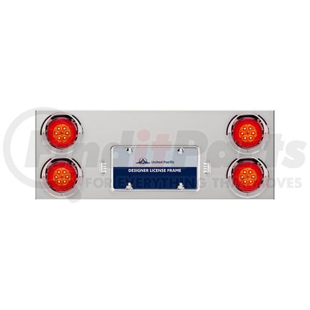 United Pacific 35005 Tail Light Panel - 33-3/4", with Visors, Polished, Stainless Steel, Red LED/Lens, Six 4" LED Turbine Lights