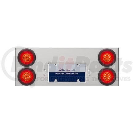 United Pacific 35008 Tail Light Panel - 33-3/4", with Grommet, Polished, Stainless Steel, Red LED/Lens, Six 4" LED Turbine Lights