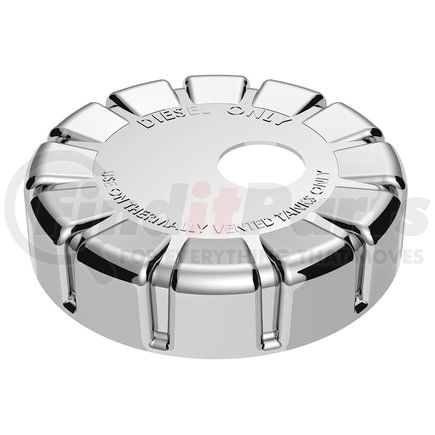 United Pacific 42522 Fuel Tank Cap - Chrome, Plastic, Locking, Double-Sided Tape Mount, For Kenworth