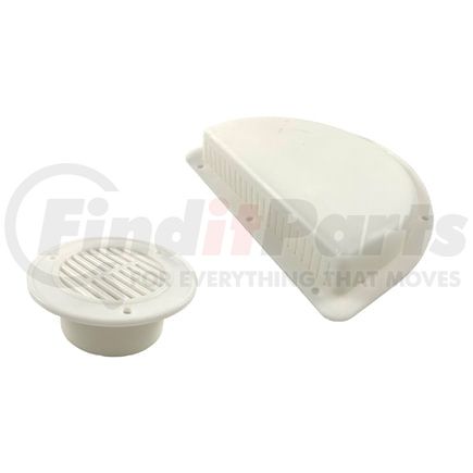 Fairchild KMP1003 2-Pc Trailer Side Vent - Outside and Inside, White, Polyproplene, for 3 in. Diameter Hole