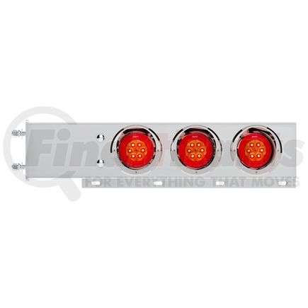 United Pacific 61008 Light Bar - with Visors, Stainless Steel, Red LED/Lens, 3-3/4" Bolt Pattern, Six 4" LED Turbine Lights