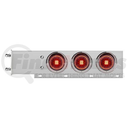 United Pacific 61030 Light Bar - with Visors, Chrome, Red LED/Lens, 3-3/4" Bolt Pattern, Six 4" LED Abyss Lights