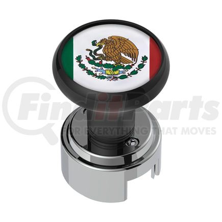 United Pacific 70343 Gearshift Knob - Black, Mexico Flag, Round Grip, Screw Mount, 13/15/18 Speed Shifter