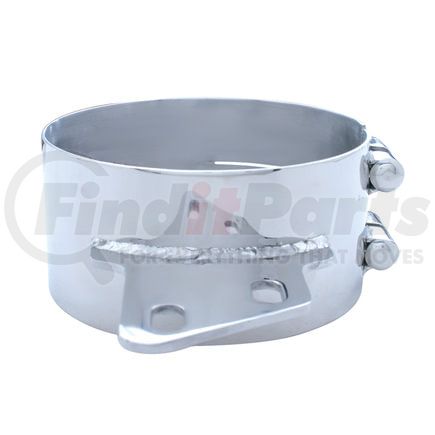 United Pacific 10284 Exhaust Clamp - 7", Stainless, Butt Joint, Angled Bracket