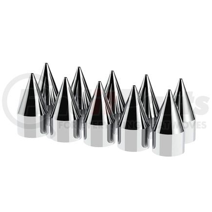 United Pacific 10007 Wheel Lug Nut Cover Set - 33mm x 4.13", Chrome, Plastic, Spike, Thread-On