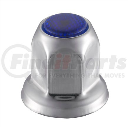 United Pacific 10041 Wheel Lug Nut Cover - 33mm x 2" Chrome, Steel Reflector, with Flange, Blue