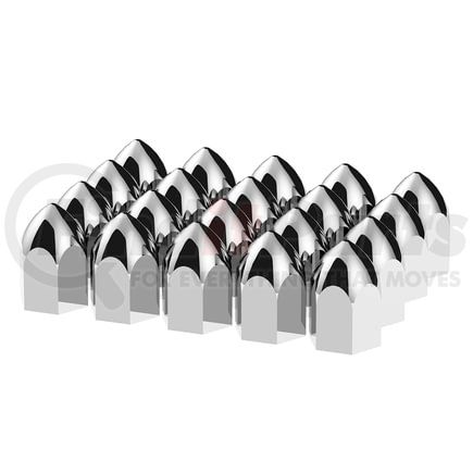 United Pacific 10047 Wheel Lug Nut Cover Set - 1-1/2" x 2-3/4", Chrome, Plastic, Bullet, Push-On, Flange