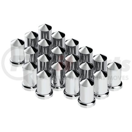 United Pacific 10117 Wheel Lug Nut Cover Set - 33mm x 3 3/16", Chrome, Plastic, Pointed, with Flange, Push-On Style