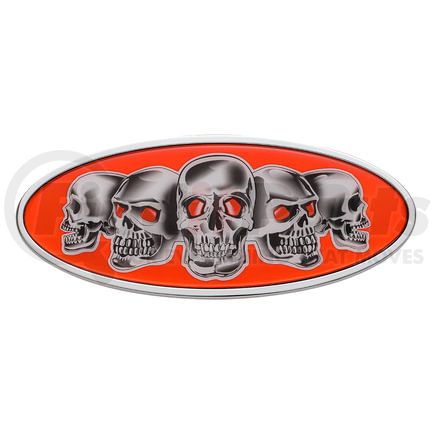 United Pacific 10884 Emblem - Chrome, Die Cast Skull, Red