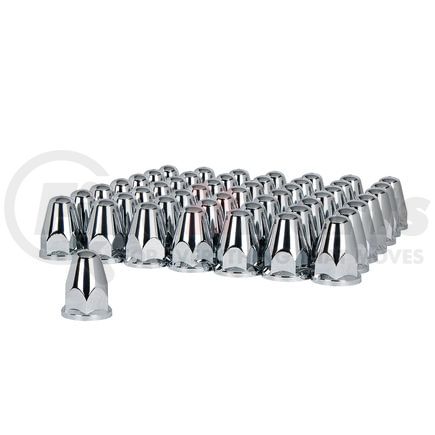 United Pacific 10060CB Wheel Lug Nut Cover Set - 33mm x 2 5/8", Chrome, Plastic, Bullet, with Flange, Push-On Style