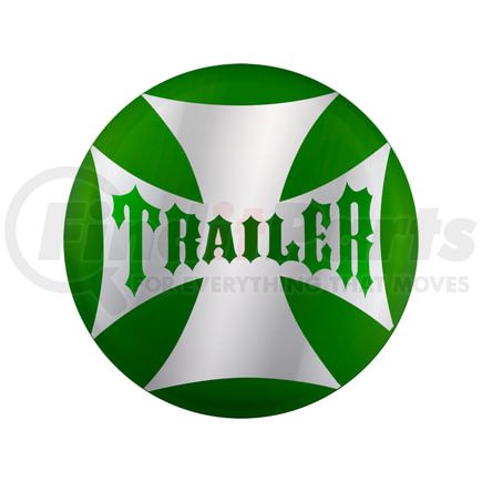 United Pacific 23229-2G Air Valve Knob Sticker - "Trailer" Maltese Cross, Green