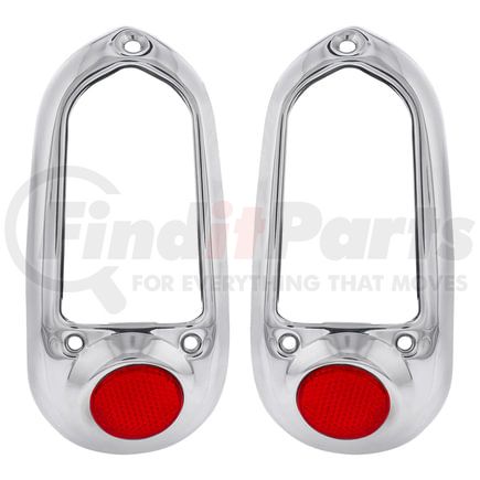 United Pacific C4053S Stainless Steel Tail Light Bezel, Red Reflector For 1949-50 Chevy Passenger Car
