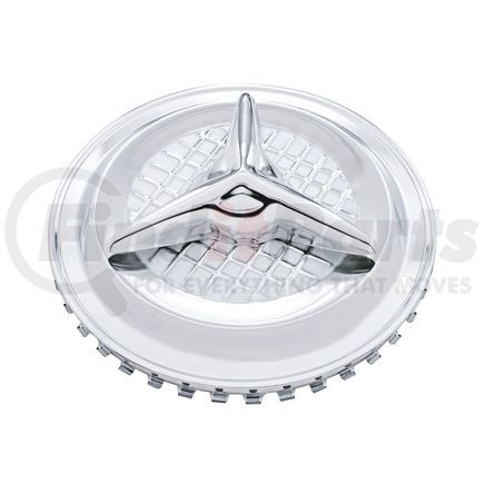 United Pacific SHC01-14 Axle Hub Cap - 14", Chrome, 3-Bar Fiesta Style