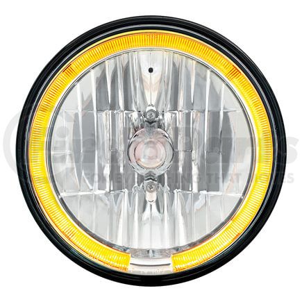 United Pacific 31284 Crystal Headlight - RH/LH, 7", Round, Chrome Housing, 9007 Bulb, with Amber LED Halo Ring