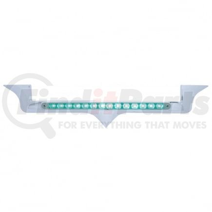 United Pacific 37823 Hood Emblem - Chrome, with 14 LED Light Bar, Green LED/Clear Lens, for Kenworth