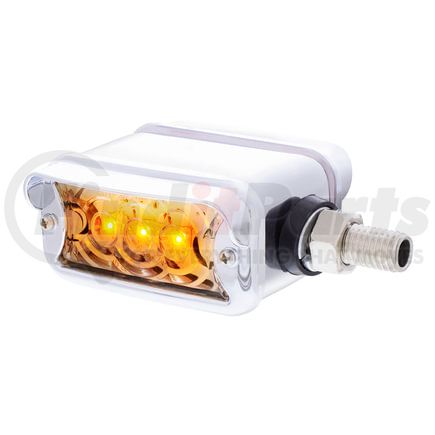 United Pacific 39368 Marker Light - 3 LED, Straight Mount, Double Face, with Chrome Bezel and Horizontal Visor, Clear Lens/Amber and Red LED, Chrome-Plated Steel, Rectangle Design