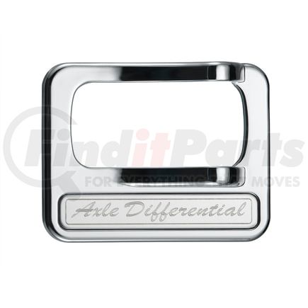 United Pacific 40975 Rocker Switch Cover - Axle Differential, Chrome, with Stainless Plaque, for Peterbilt