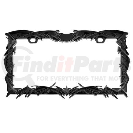 United Pacific 50114 License Plate Frame - Black, Tribal Flame