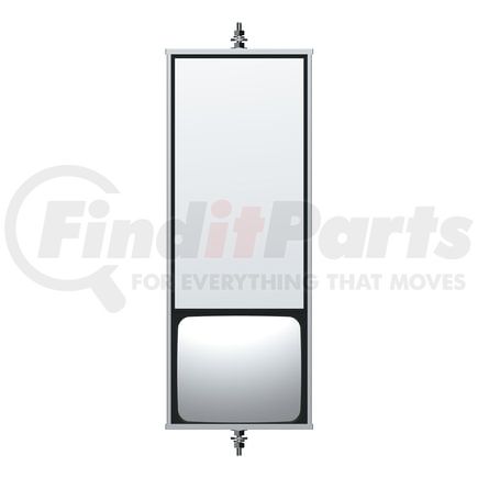 United Pacific 60008 West Coast Mirror - 6" x 16", Stainless Steel, with Convex Lower Mirror, Non Heated