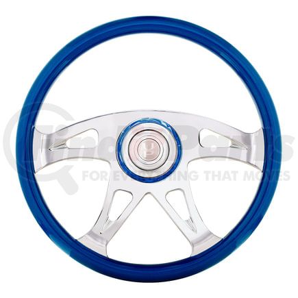 United Pacific 88315 Steering Wheel - 18" Boss, with Color Matching Horn Bezel, Electric Blue