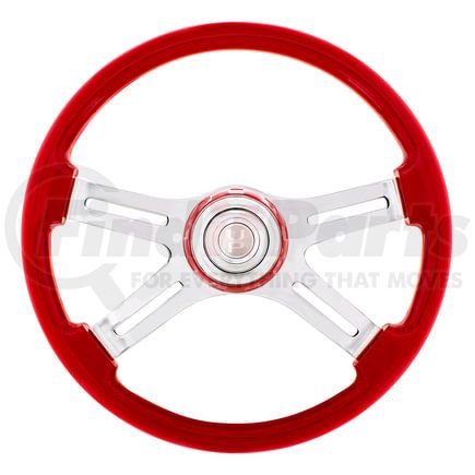 United Pacific 88314 Steering Wheel - 18", 4 Spoke, with Color Matching Horn Bezel, Indigo Red