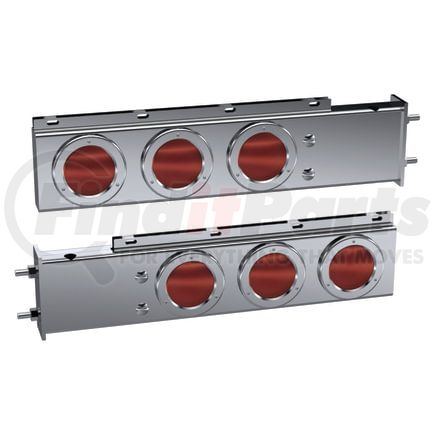 Panelite 90582802 REAR LITE BAR PR UNIV 2.5" BOLT PTTRN SPRING LD W/4" RD STT GLO-LITE RED LED (3)