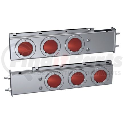 Panelite 90582803 REAR LITE BAR PR UNIV 3.75" BOLT PTRN SPRING LD W/4" RD STT GLO-LITE RED LED (3)