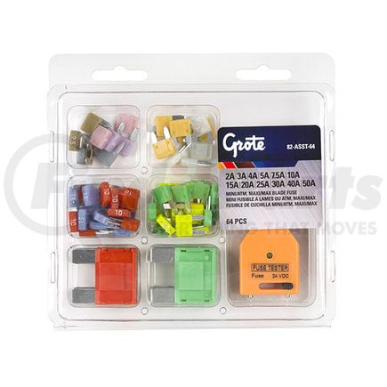 Grote 82-ASST-64 Miniature & Large Blade Fuse Assortment, 64 Pk