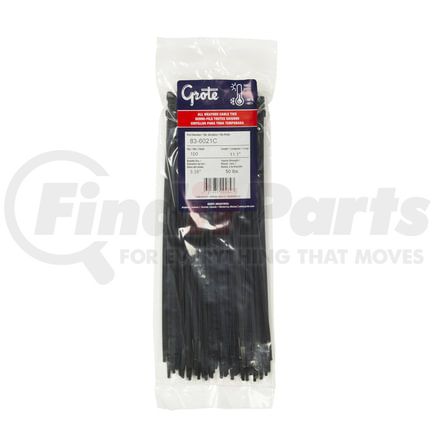 Grote 83-6021C Standard Tie, All Weather, Black, 11.1", 50 Lb, Pk 100