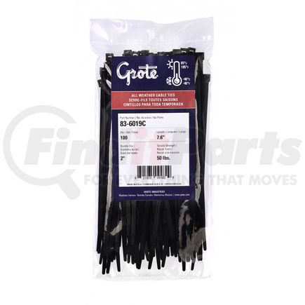 Grote 83-6001C Standard Tie, All Weather, Black, 4.1", 18 Lb, Pk 100