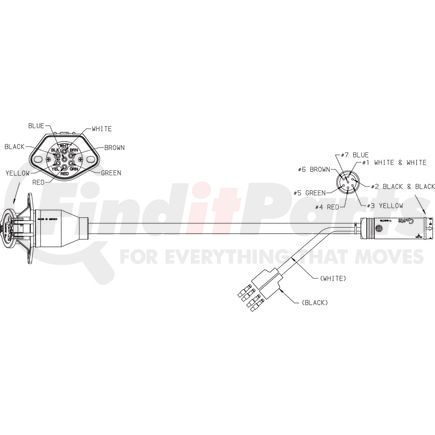 Grote 01-6608-E9 UBS 7-Conductor-Receptacle Main Harness, 24", w/ Drop