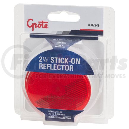 Grote 400725 21/2" Round Stick-On Reflectors, Red