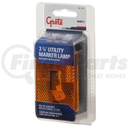 Grote 46393-5 CLR/MARKER, YEL, RECT, 1 BULB, w/ RFLTR, RETAIL